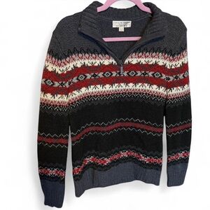 Carolyn Taylor Black and Red Zip-Up Sweater